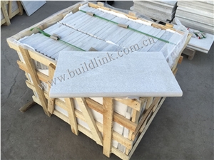 Natural Crystal White Quartzite Bullnose Pool Coping Tiles , White Quartzite Flamed Bullnose Tiles