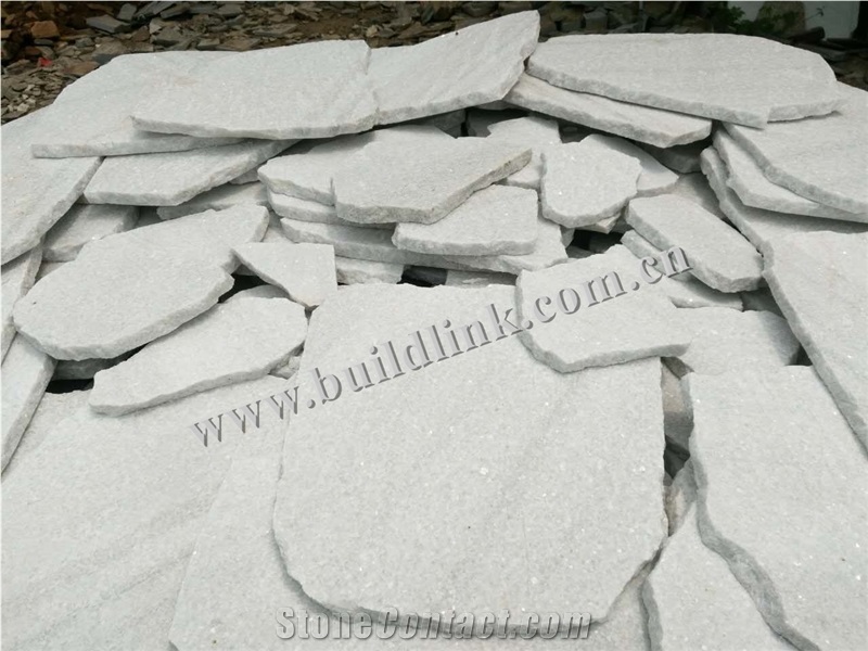 White Quartzite Crazy Flamed Pavers,China White Flamed Pavers