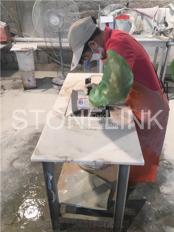 Bianco Oro Vanity Tops, Natural Solid Stone Countertops,Bath Top