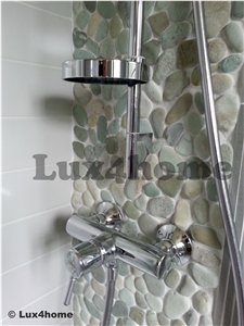 Green Pebble Tiles 30x30 - Green Pebbles on Mesh - Producer / Exporter Directly from Indonesia