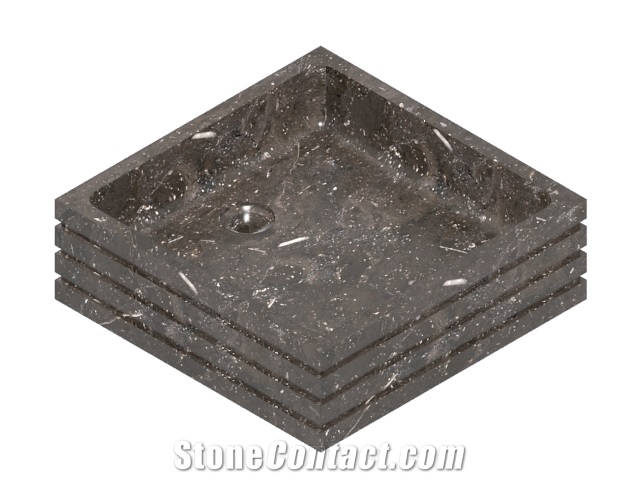 Rectangle Stone Sink Made Of Marble Black Atonia