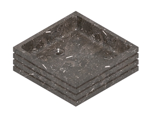 Rectangle Stone Sink Made Of Marble Black Atonia
