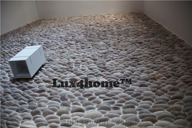 Standing Pebble Tile - Beige Pebble Tiles Pebble Mosaic Exporter & Producer