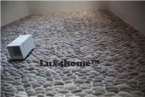 Standing Pebble Tile - Beige Pebble Tiles Pebble Mosaic Exporter & Producer