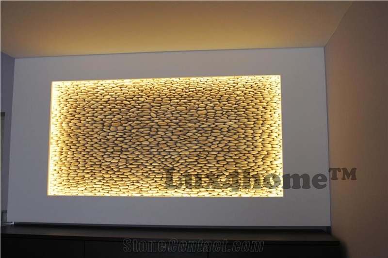 Standing Pebble Tile - Beige Pebble Tiles Pebble Mosaic Exporter & Producer