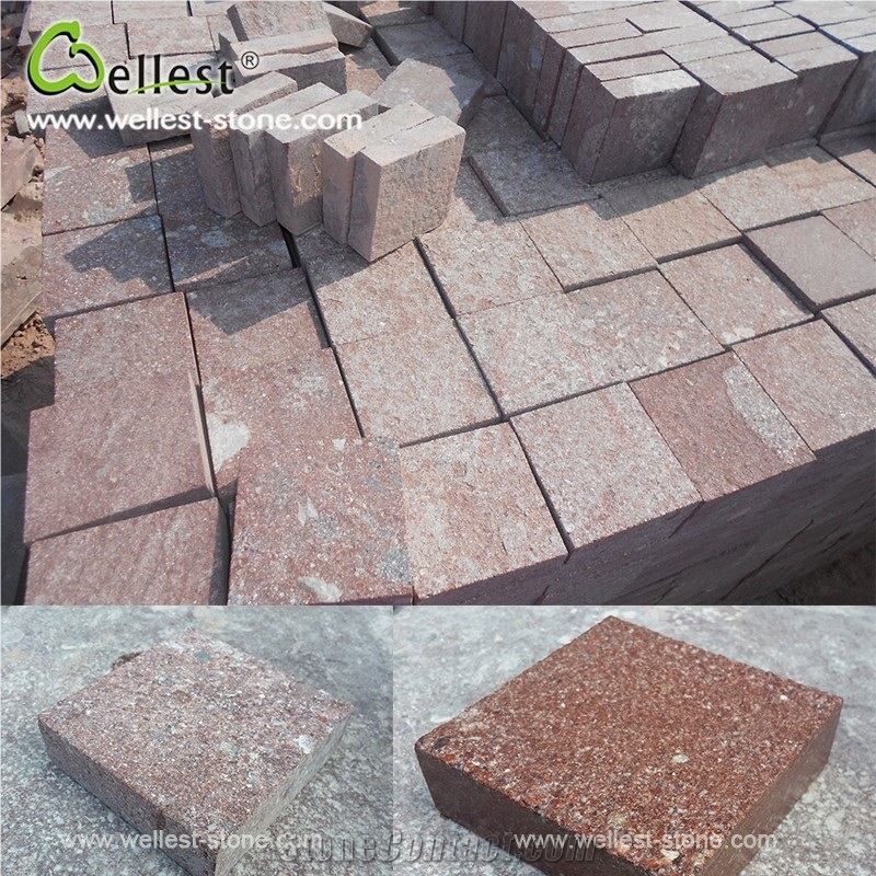 Flamed Ocean Red Porphyry Exterior Flooring and Wall Cladding Tile