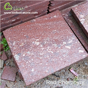 Flamed Ocean Red Porphyry Exterior Flooring and Wall Cladding Tile