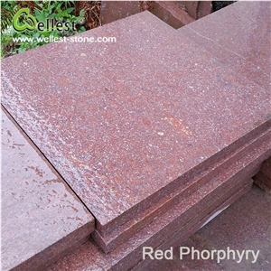Flamed Ocean Red Porphyry Exterior Flooring and Wall Cladding Tile