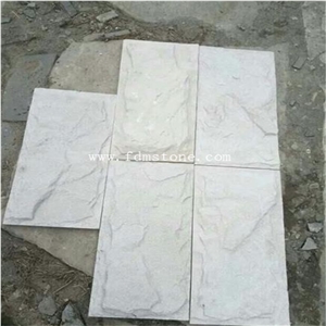 China Grey White Sandstone Mushroom Finishing Wall Cladding Tiles, Natural Split Face Castle Sandstone Exterior Decoration
