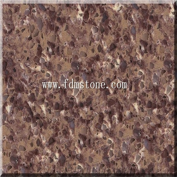 Colourful Diamond Quartz Big Slab,Coffee Brown Shell Artificial Solid Surface Quartz Walling and Flooring Tiles