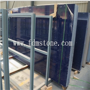 Crystal Dark Blue Quartz Big Slab and Tiles,Artificial Quartz Engineered Size 30mm Solid Surface