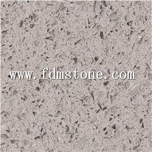 Crystal Light Grey Quartz Big Slab, Artificial Stone Crazy Flower Vein Cut to Size