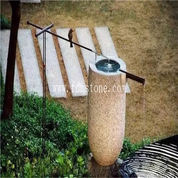 Dancing Stone Water Fountain with Tree,Garden Decoration Of Stone Water Fountain
