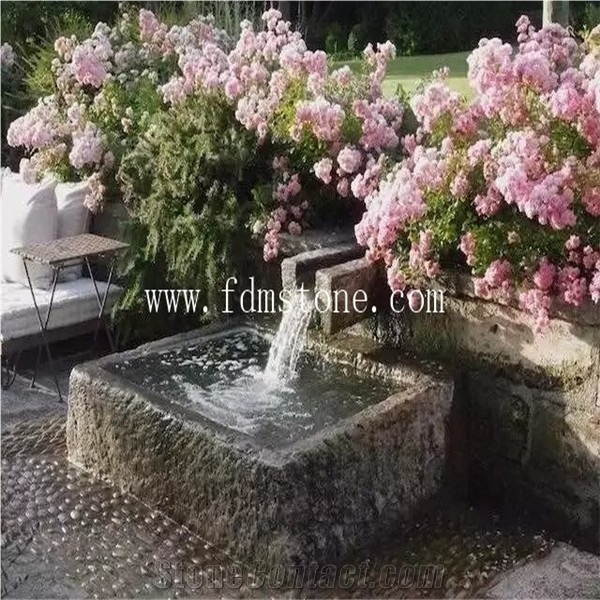 Dancing Stone Water Fountain with Tree,Garden Decoration Of Stone Water Fountain