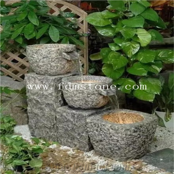 Dancing Stone Water Fountain with Tree,Garden Decoration Of Stone Water Fountain
