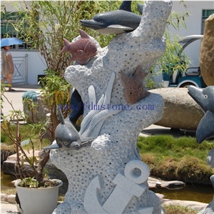 Garden Stone Fish Sculpture