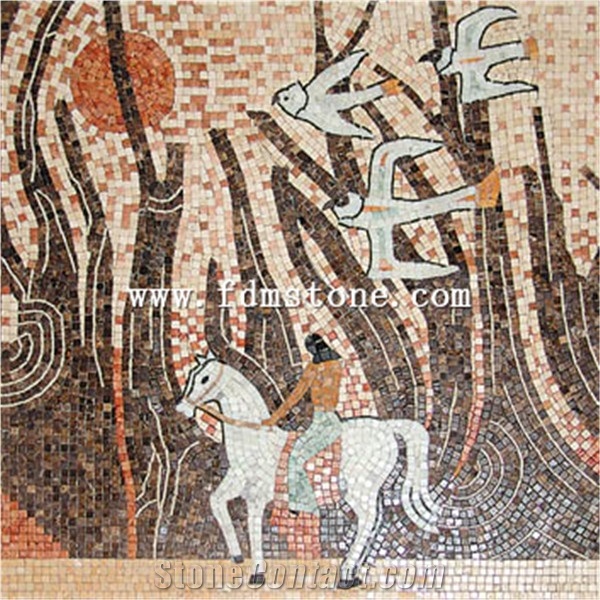 Marble Mosaic Art Works,Mosaic Pictures，Stone Art，Mosaic Art Design,Granite Stone Wall Mural