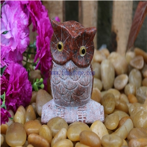 Red Granite Owl Outdoor Garden Decor