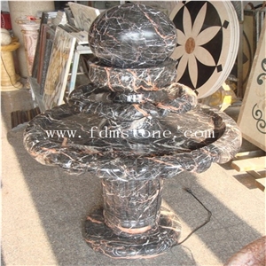Red Marble Floating Stone Sphere Garden Water Fountain