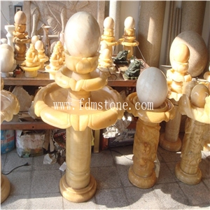 Red Marble Floating Stone Sphere Garden Water Fountain