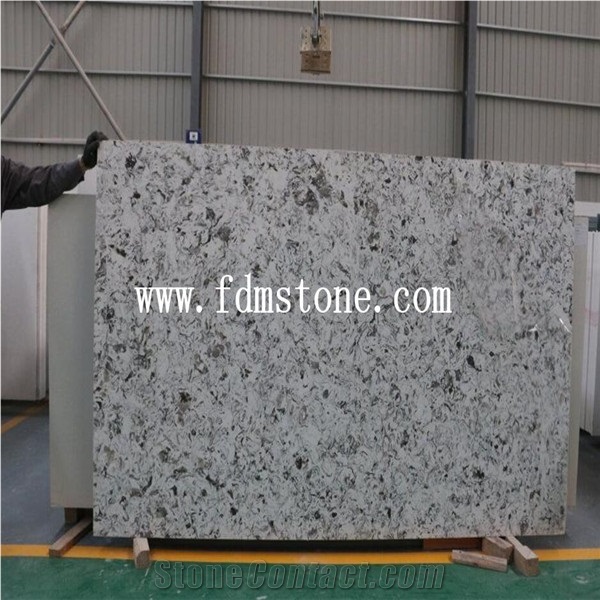Serra White Quartz Big Slab,Milk White Artificial Engineered Stone,Solid Surface Quartz with Crazy Vein