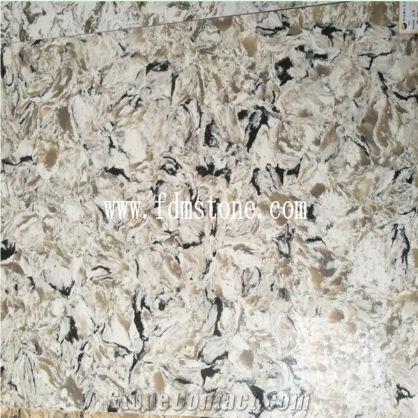 Serra White Quartz Big Slab,Milk White Artificial Engineered Stone,Solid Surface Quartz with Crazy Vein