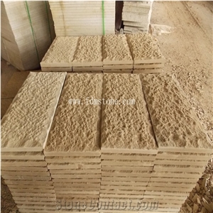 Sichuan Dark Yellow Sandstone Mushroom Finishing Wall Cladding Tiles, Split Sandstone Tiles