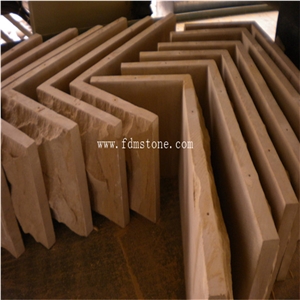 Sichuan Dark Yellow Sandstone Mushroom Finishing Wall Cladding Tiles, Split Sandstone Tiles