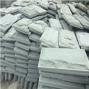 Sichuan Green Sandstone Mushroom Finishing Wall Cladding Tiles, Natural Split Face Castle Sandstone Exterior Decoration