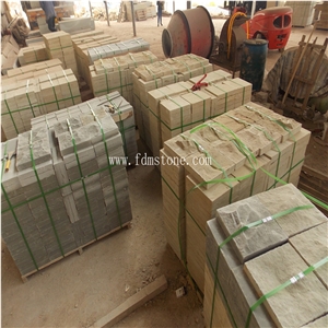 Sichuan Green Sandstone Mushroom Finishing Wall Cladding Tiles, Natural Split Face Castle Sandstone Exterior Decoration