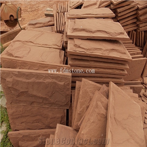 Sichuan Green Sandstone Mushroom Finishing Wall Cladding Tiles, Natural Split Face Castle Sandstone Exterior Decoration
