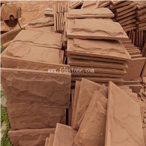 Sichuan Green Sandstone Mushroom Finishing Wall Cladding Tiles, Natural Split Face Castle Sandstone Exterior Decoration