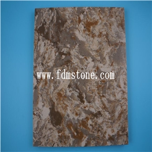 Sofia Shell Tan Yellow Quartz Big Slab,Iron Yellow Vein Series Artificial Quartz Walling and Flooring Tiles