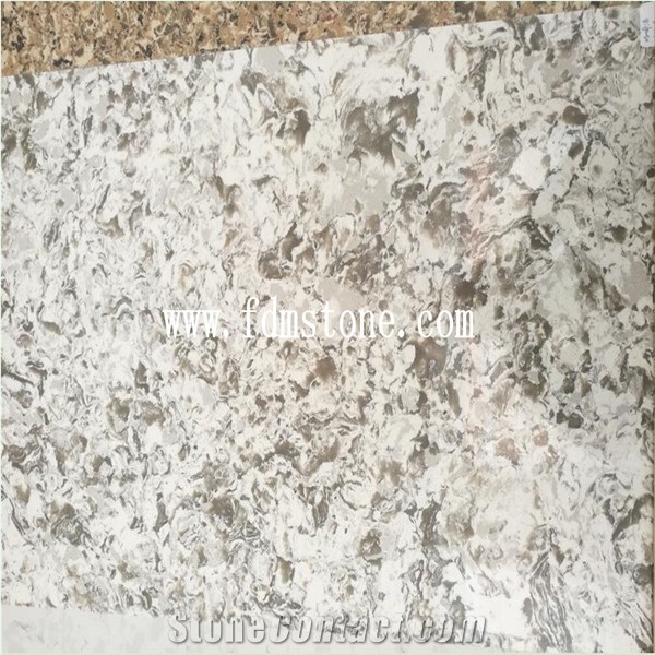 Sofia Shell Tan Yellow Quartz Big Slab,Iron Yellow Vein Series Artificial Quartz Walling and Flooring Tiles