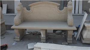 Beige Sandstone Long Bench for Garden