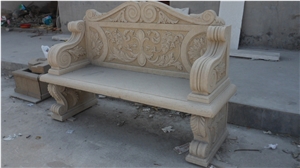 Beige Sandstone Long Bench for Garden