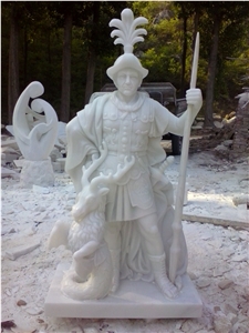 White Jade Marble Hand Carved Statue Gladiator