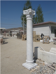White Marble Solid Corinthian Column for Construction