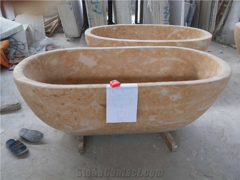 Yellow Limestone Bath Tub, Beige Natural Stone Bath Tub