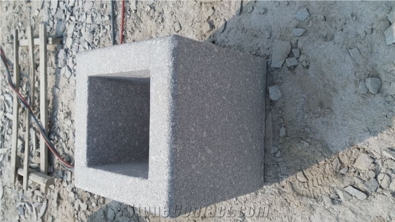 G375 Grey Granite Square Flower Pot, Outdoor Planters