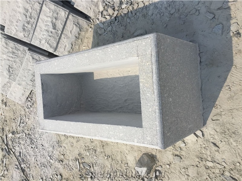 G375 Grey Granite Square Flower Pot, Outdoor Planters
