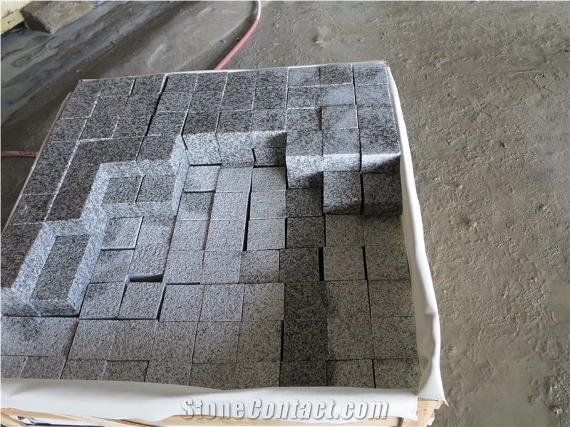 G633 Light Grey Granite Bush Hammered Cube Stone