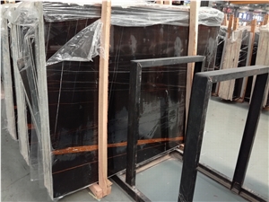 Noir Aziza Saint Laurent Gold Black Slab with Golden Vein Nero Tunisi Marble- African Gold Tunisian Black Marble