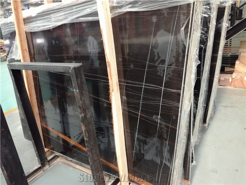 Noir Aziza Saint Laurent Gold Black Slab with Golden Vein Nero Tunisi Marble- African Gold Tunisian Black Marble