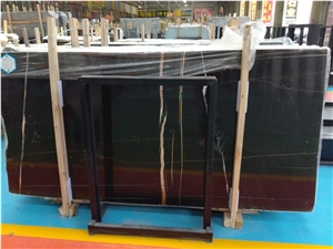 Noir Aziza Saint Laurent Gold Black Slab with Golden Vein Nero Tunisi Marble- African Gold Tunisian Black Marble