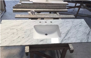 Bianco Carrara White Marble Polished Countertop, Vanity Top with Beveled Edge, Italy White Marble Countertops Kitchen Bathroom Decoration, Worktops, Bar Tops