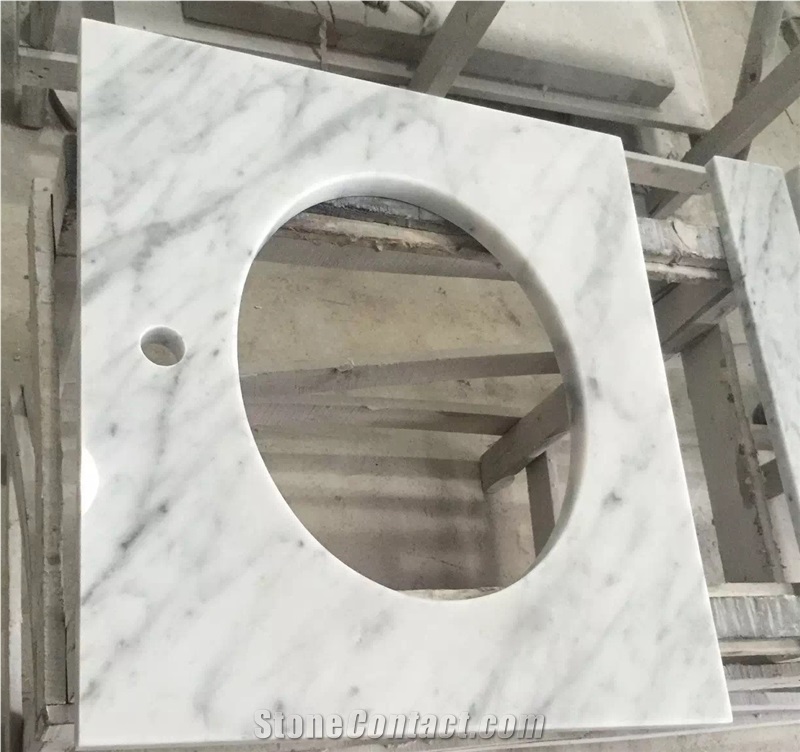 Bianco Carrara White Marble Polished Countertop, Vanity Top with Beveled Edge, Italy White Marble Countertops Kitchen Bathroom Decoration, Worktops, Bar Tops