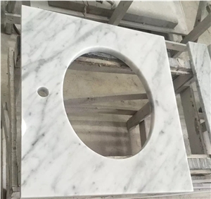 Bianco Carrara White Marble Polished Countertop, Vanity Top with Beveled Edge, Italy White Marble Countertops Kitchen Bathroom Decoration, Worktops, Bar Tops