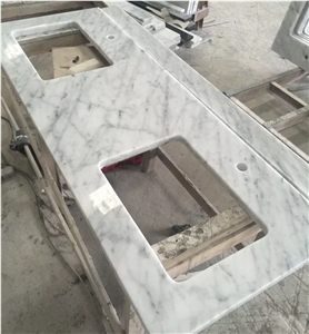 Bianco Carrara White Marble Polished Countertop, Vanity Top with Beveled Edge, Italy White Marble Countertops Kitchen Bathroom Decoration, Worktops, Bar Tops