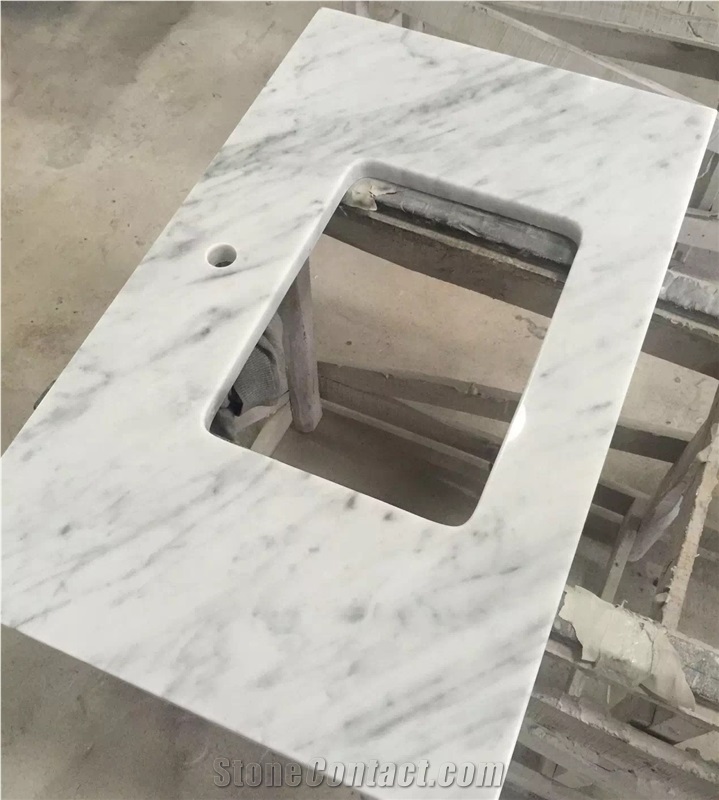 Bianco Carrara White Marble Polished Countertop, Vanity Top with Beveled Edge, Italy White Marble Countertops Kitchen Bathroom Decoration, Worktops, Bar Tops